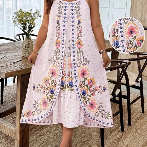 Floral Pink Sleeveless Dress - Picture 3 of 6